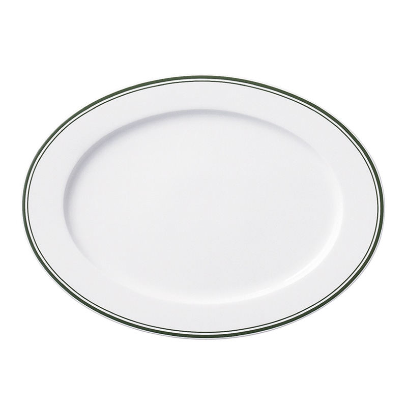 ミヤザキ食器 ラック ポーセレン アクセス ディーライン オーバルプレート 35.5cm グリーン RA35311ACGR 1個（ご注文単位6個）【直送品】