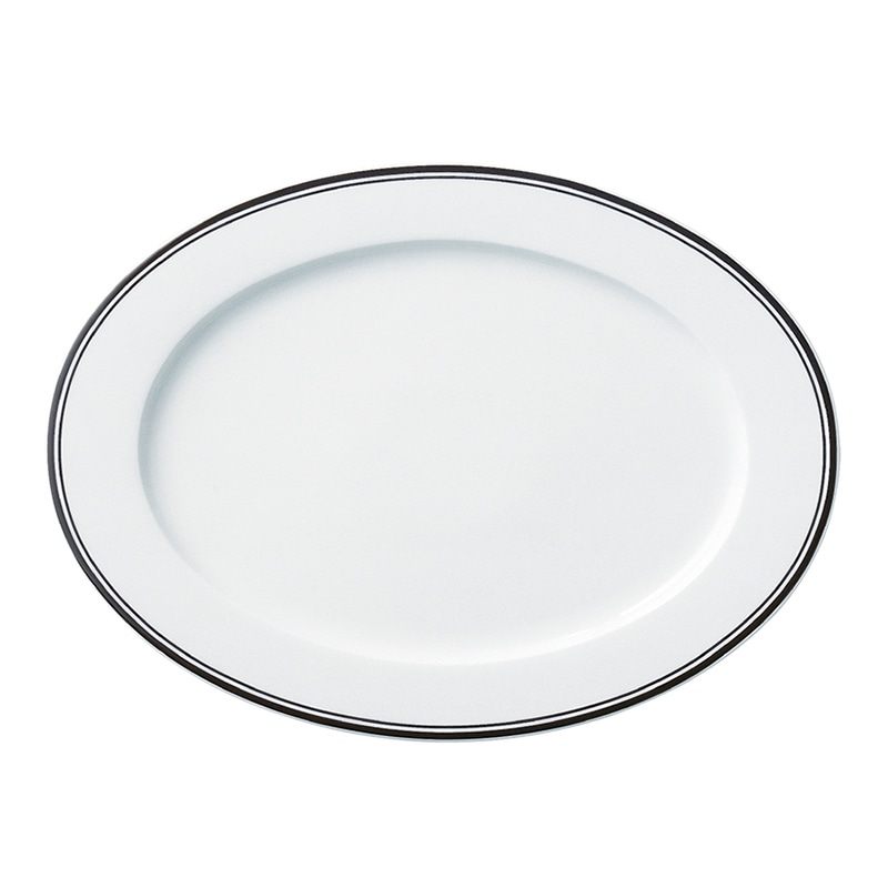 ミヤザキ食器 ラック ポーセレン アクセス ディーライン オーバルプレート 35.5cm グレー RA35311ACGY 1個（ご注文単位6個）【直送品】
