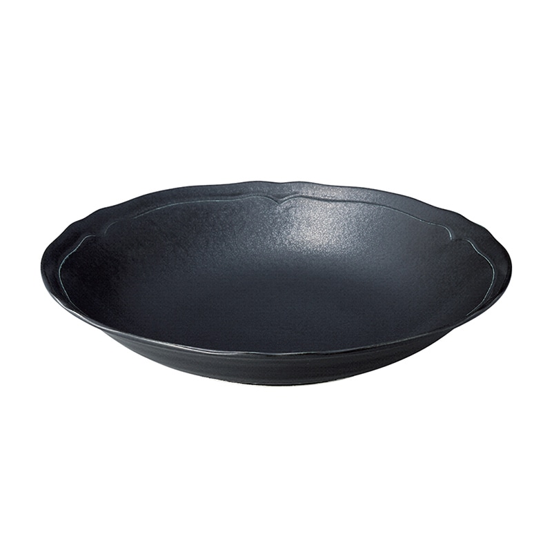 ミヤザキ食器 エムスタイル 梨花 クーププレート 27cm ブラック RN2702BK 1個（ご注文単位3個）【直送品】