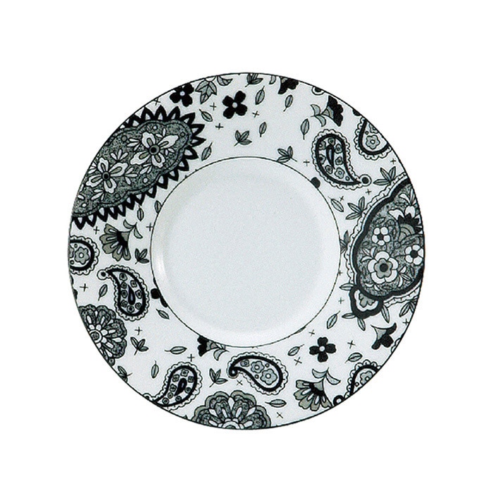 ミヤザキ食器 エムスタイル トッカータ ペイズリー デミタスソーサー ブラック TT0205PSBK 1個（ご注文単位4個）【直送品】