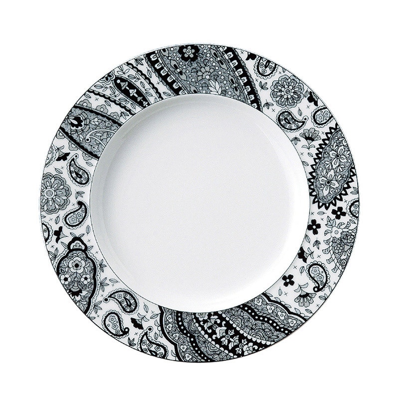 ミヤザキ食器 エムスタイル トッカータ ペイズリー プレート 21cm ブラック TT2101PSBK 1個（ご注文単位4個）【直送品】