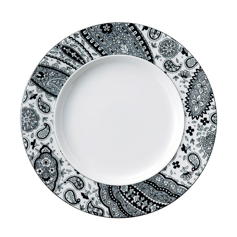 ミヤザキ食器 エムスタイル トッカータ ペイズリー プレート 24cm ブラック TT2401PSBK 1個（ご注文単位4個）【直送品】