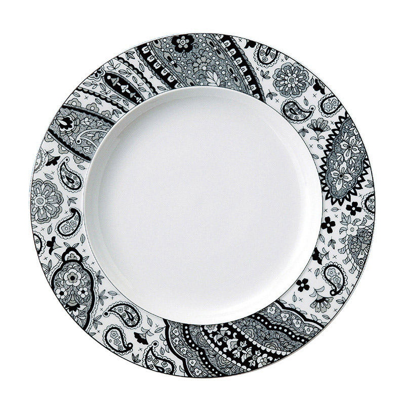 ミヤザキ食器 エムスタイル トッカータ ペイズリー プレート 28cm ブラック TT2801PSBK 1個（ご注文単位4個）【直送品】