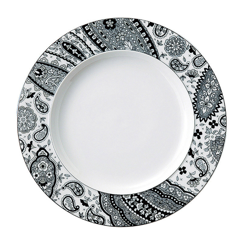 ミヤザキ食器 エムスタイル トッカータ ペイズリー プレート 31cm ブラック TT3101PSBK 1個（ご注文単位12個）【直送品】