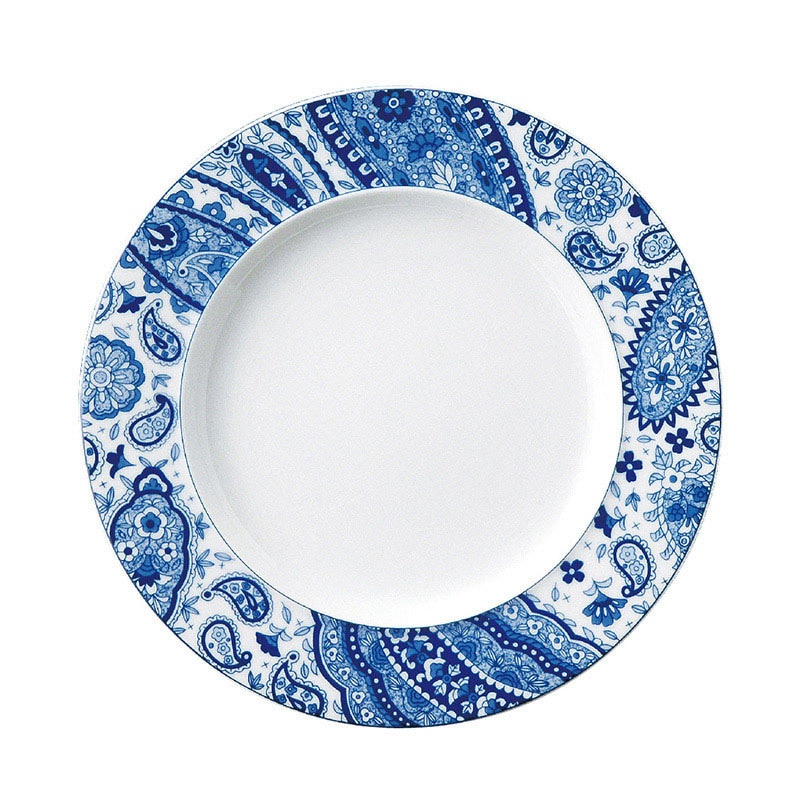 ミヤザキ食器 エムスタイル トッカータ ペイズリー プレート 21cm ブルー TT2101PSBL 1個（ご注文単位4個）【直送品】