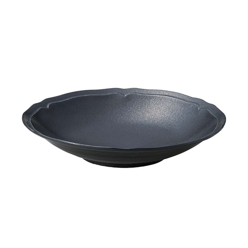 ミヤザキ食器 エムスタイル 梨花 クーププレート 22.5cm ブラック RN2202BK 1個（ご注文単位6個）【直送品】