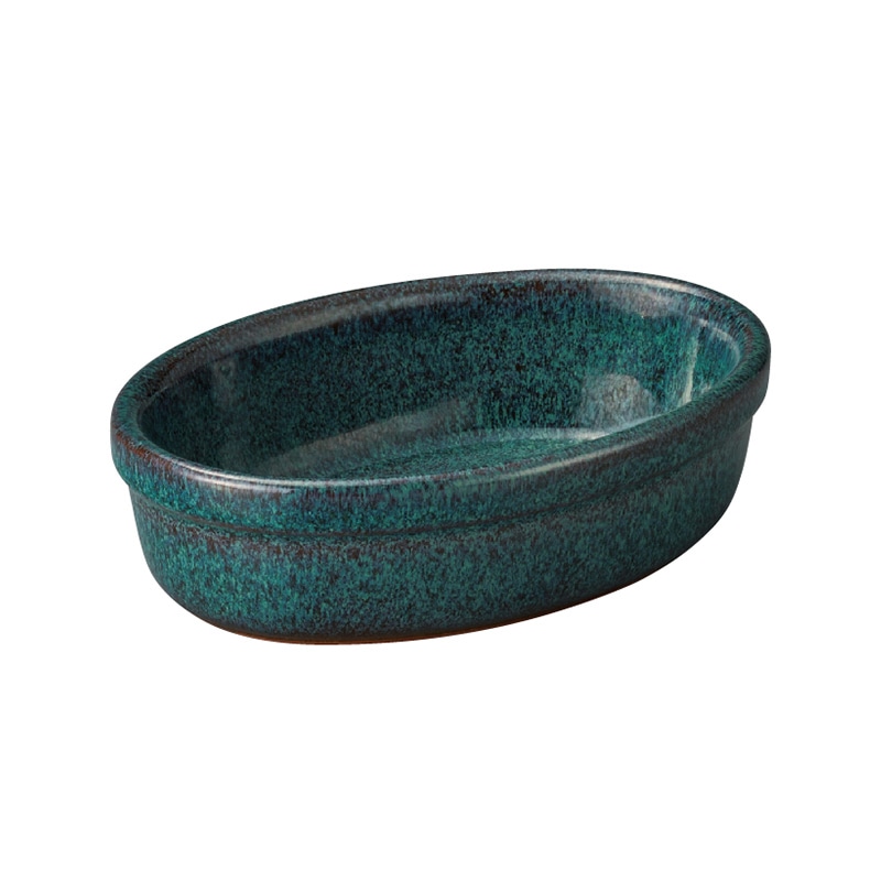 ミヤザキ食器 エムスタイル エルモ オーバルディッシュ 14cm フォレストグリーン EL1428GR 1個（ご注文単位2個）【直送品】