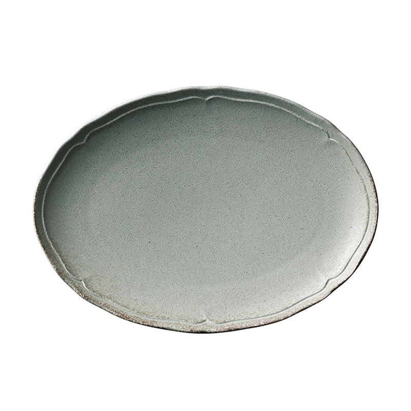 ミヤザキ食器 エムスタイル 梨花 オーバルプレート 26.5cm グレー RN2611GY 1個（ご注文単位6個）【直送品】