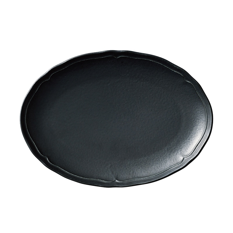 ミヤザキ食器 エムスタイル 梨花 オーバルプレート 24cm ブラック RN2411BK 1個（ご注文単位6個）【直送品】