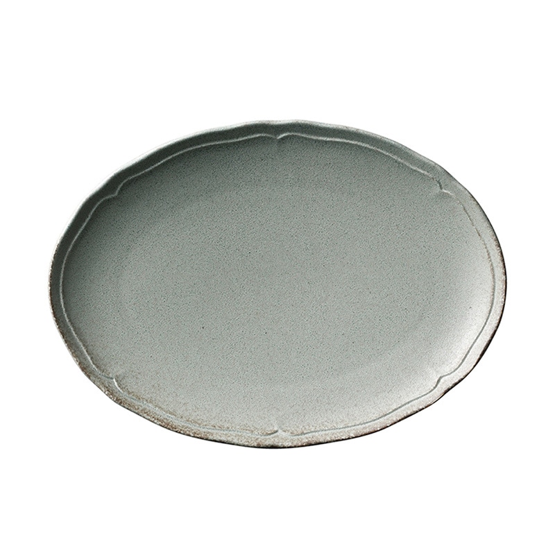 ミヤザキ食器 エムスタイル 梨花 オーバルプレート 24cm グレー RN2411GY 1個（ご注文単位6個）【直送品】