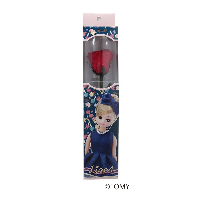 モノ・インターナショナル verdissimo　プリザーブドフラワー LI57911-03　リカちゃん ブルードレス　レッド 1本（ご注文単位1本）【直送品】