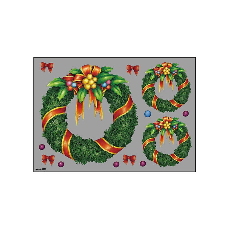 P・O・Pプロダクツ ウィンドウシール 両面 6885　クリスマスリース 1枚（ご注文単位1枚）【直送品】