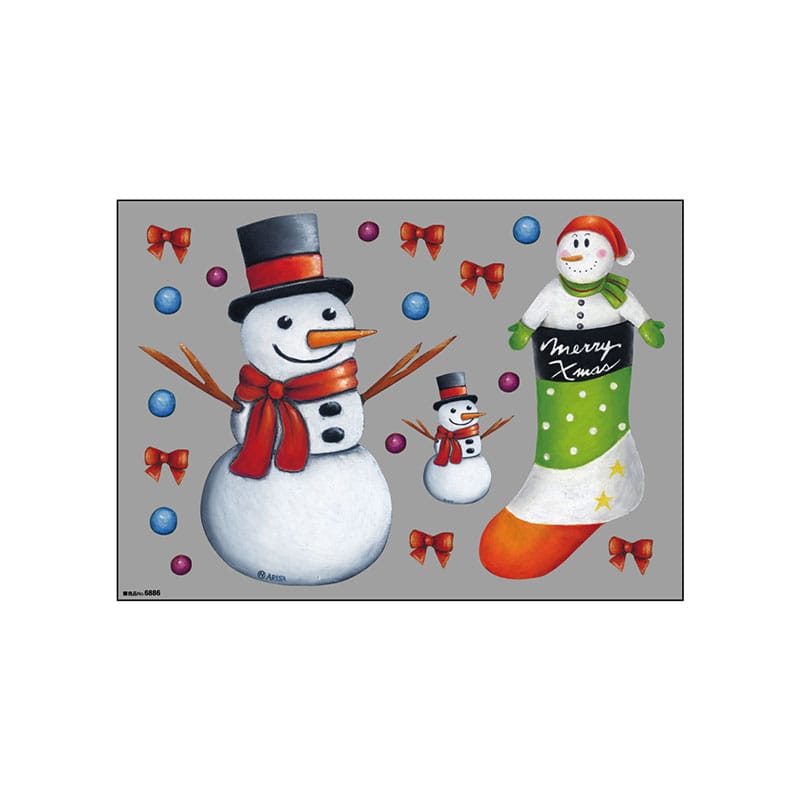 P・O・Pプロダクツ ウィンドウシール 両面 6886　スノーマンと靴下 1枚（ご注文単位1枚）【直送品】