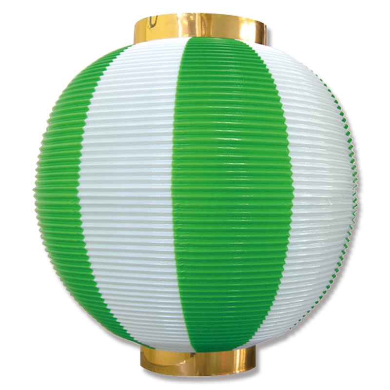 P・O・Pプロダクツ ポリ提灯　ストライプカラー 尺丸 8875　緑白 1個（ご注文単位1個）【直送品】