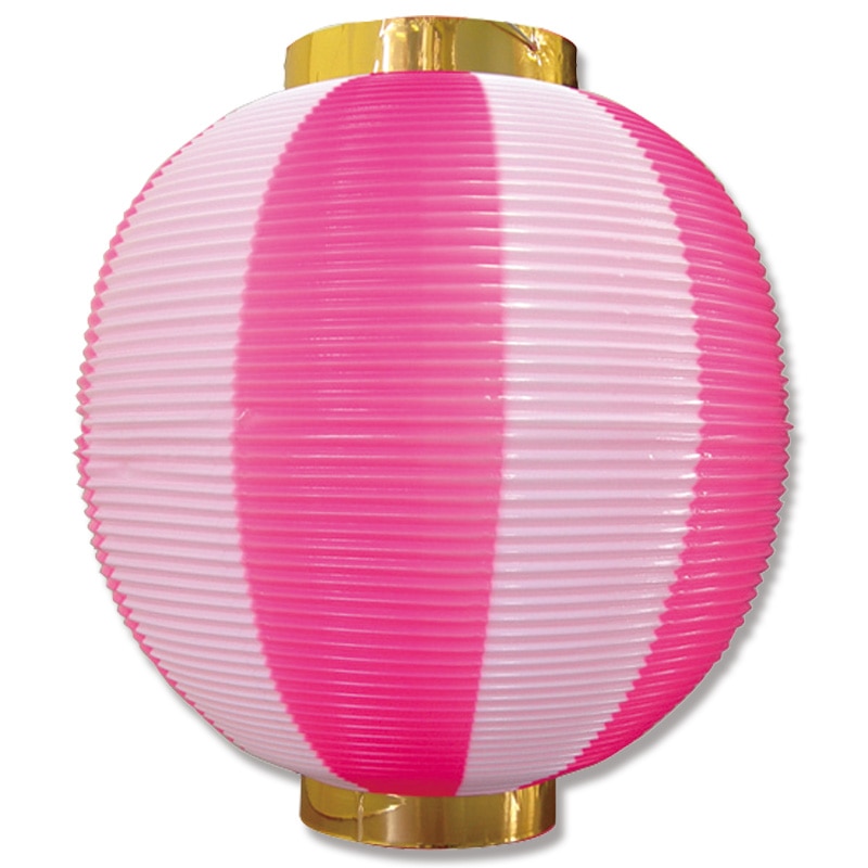 P・O・Pプロダクツ ポリ提灯　ストライプカラー 尺丸 8876　ピンク白 1個（ご注文単位1個）【直送品】