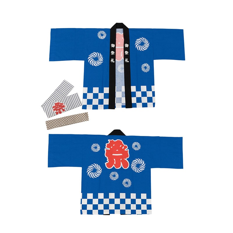 P・O・Pプロダクツ ハッピ 御祭札 L 26023 市松 1枚(ご注文単位1枚)【直送品】