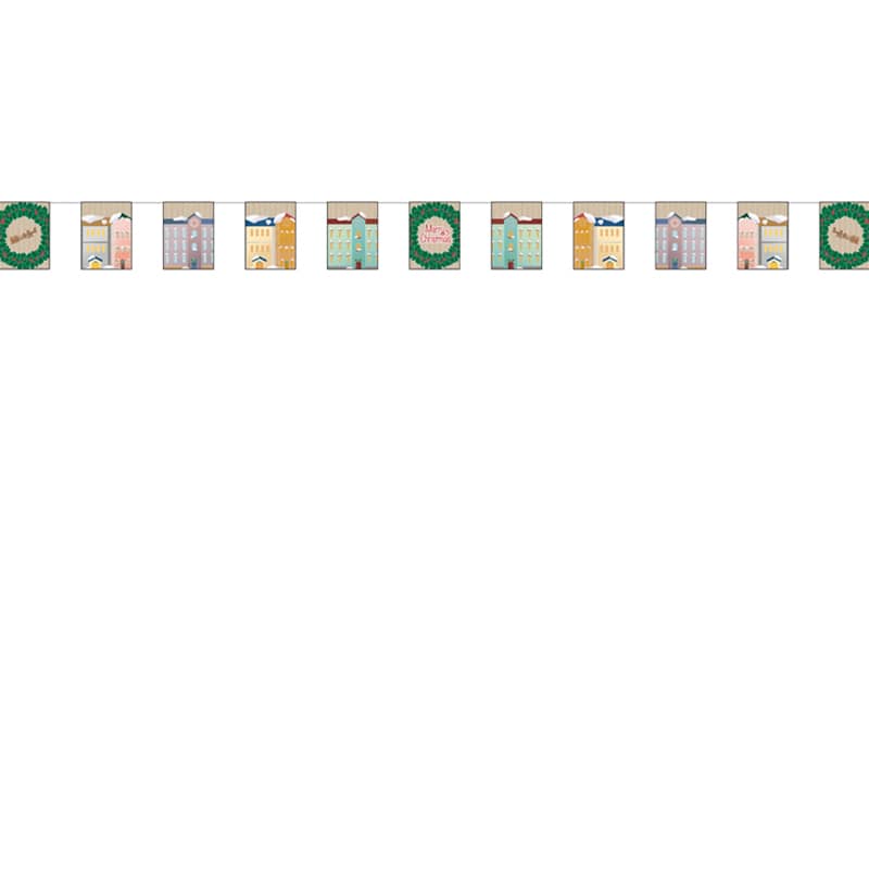 P・O・Pプロダクツ 連続旗　11連  40166　Christmasリース街並 1枚（ご注文単位1枚）【直送品】