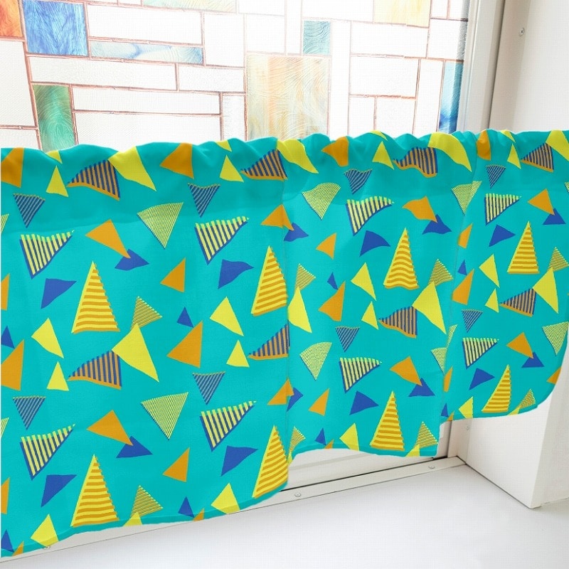 P・O・Pプロダクツ カフェカーテン W800 40452　三角　緑 1枚（ご注文単位1枚）【直送品】