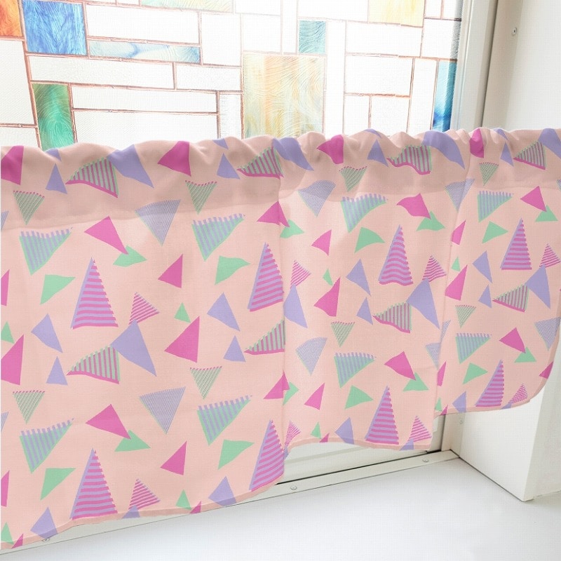 P・O・Pプロダクツ カフェカーテン W800 40458　三角　ピンク 1枚（ご注文単位1枚）【直送品】