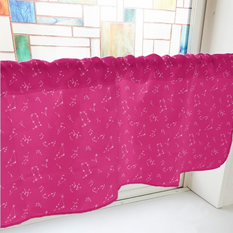 P・O・Pプロダクツ カフェカーテン W800 40616　12星座　ピンク 1枚（ご注文単位1枚）【直送品】