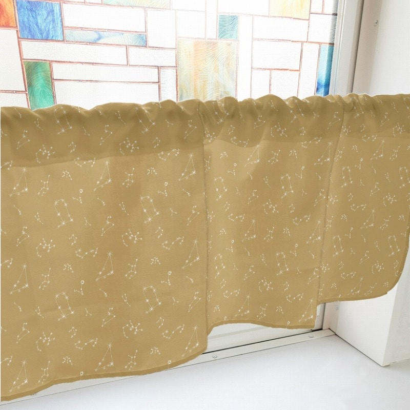 P・O・Pプロダクツ カフェカーテン W1000 40625　12星座　茶 1枚（ご注文単位1枚）【直送品】