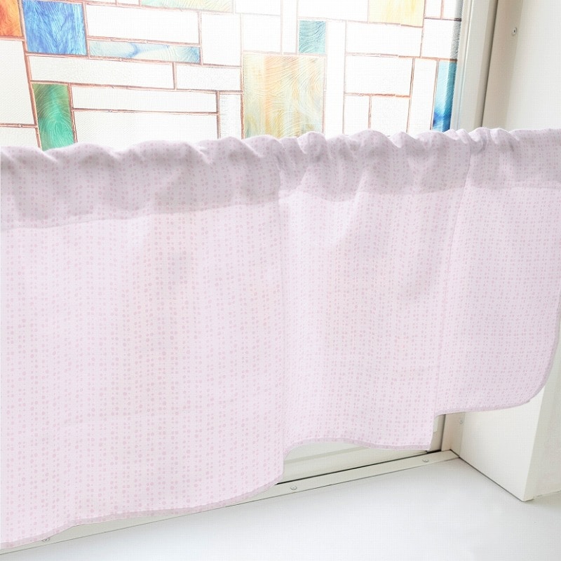 P・O・Pプロダクツ カフェカーテン W800 40642　丸　ピンク 1枚（ご注文単位1枚）【直送品】