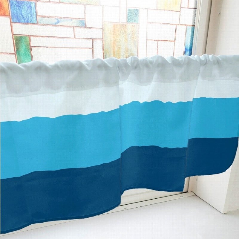 P・O・Pプロダクツ カフェカーテン W1000 40681　3色グラデーション　青 1枚（ご注文単位1枚）【直送品】