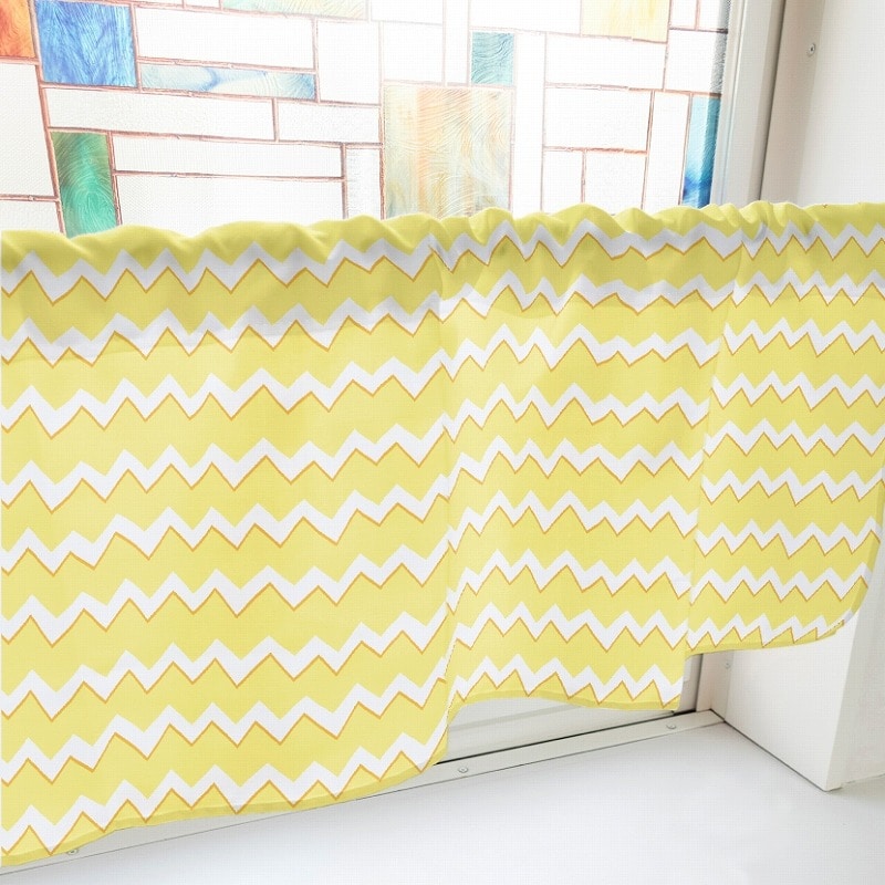 P・O・Pプロダクツ カフェカーテン W1000 40731　ギザギザボーダー　黄 1枚（ご注文単位1枚）【直送品】