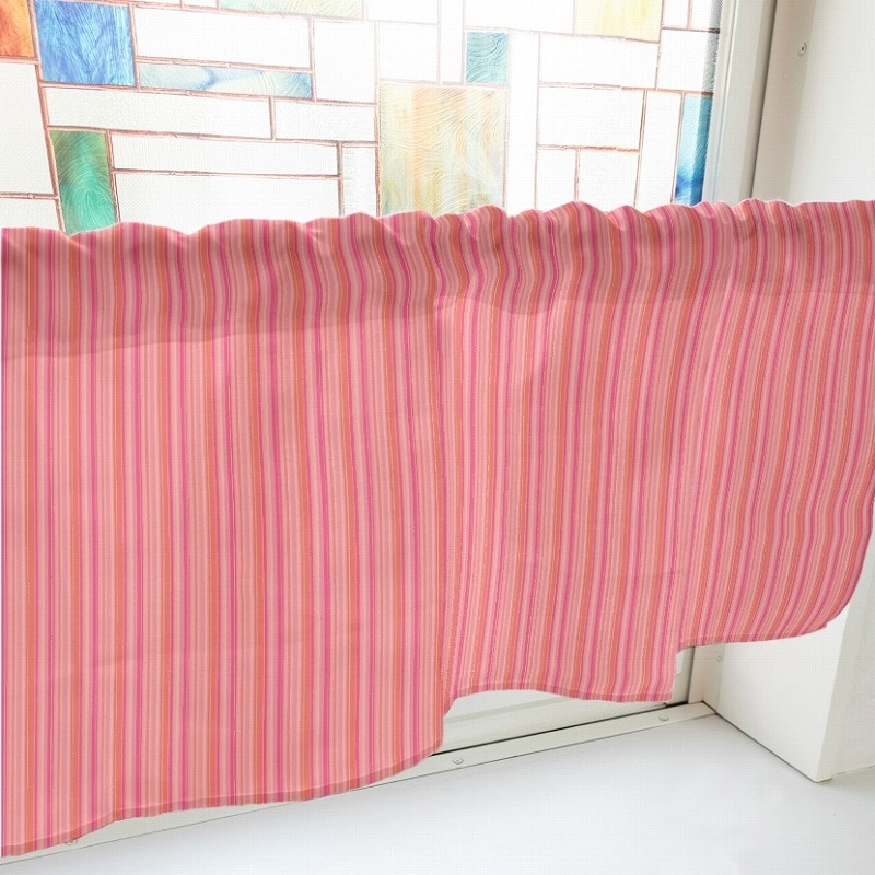 >P・O・Pプロダクツ カフェカーテン W800 40736 細ストライプ ピンク 1枚(ご注文単位1枚)【直送品】