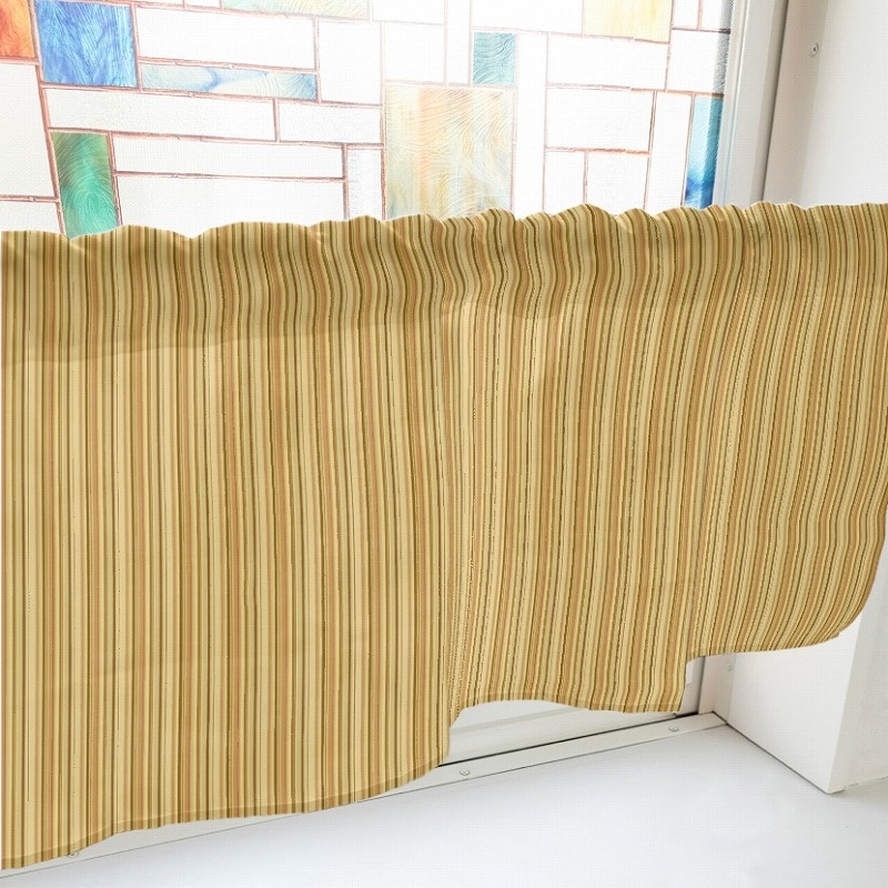 P・O・Pプロダクツ カフェカーテン W800 40744　細ストライプ　茶 1枚（ご注文単位1枚）【直送品】