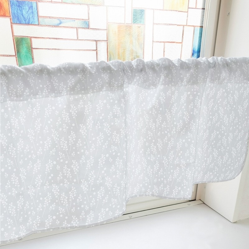 P・O・Pプロダクツ カフェカーテン W800 40830　かすみ草　グレー 1枚（ご注文単位1枚）【直送品】