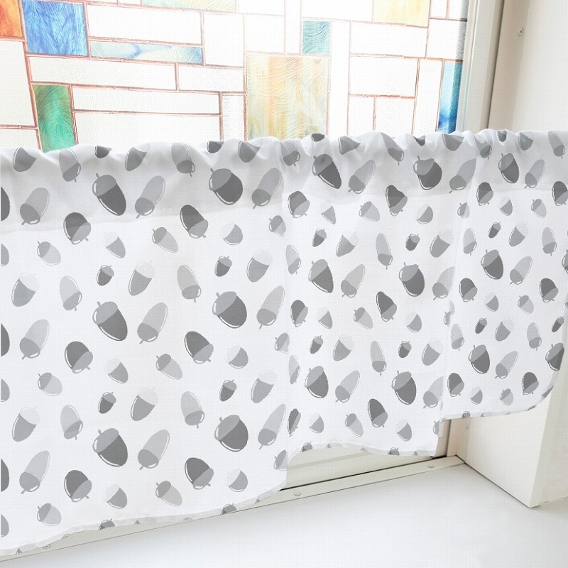 P・O・Pプロダクツ カフェカーテン W1000 40915　どんぐり　グレー 1枚（ご注文単位1枚）【直送品】