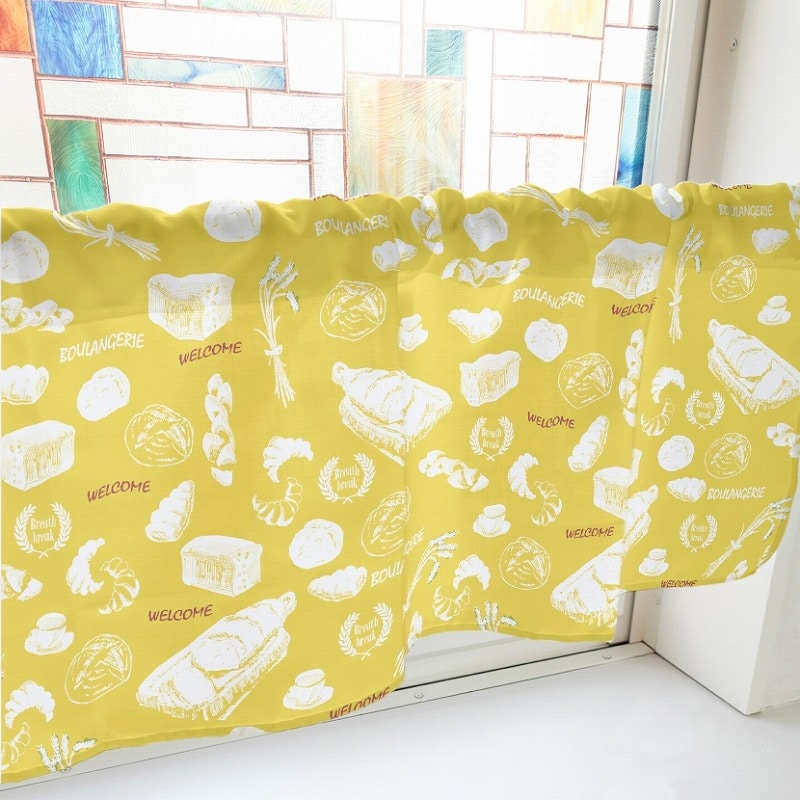 P・O・Pプロダクツ カフェカーテン W800 40954　パン　黄 1枚（ご注文単位1枚）【直送品】