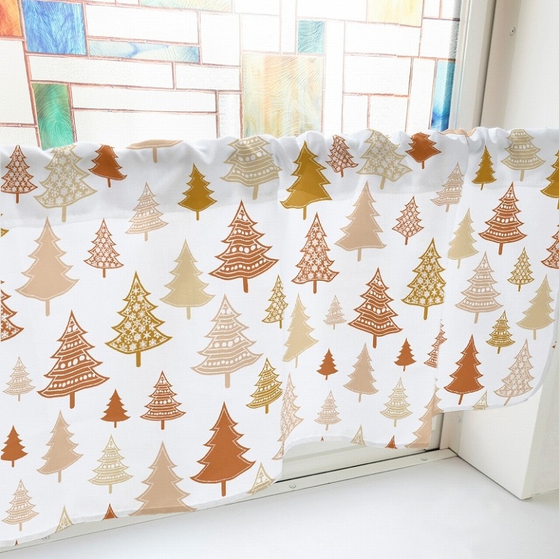 P・O・Pプロダクツ カフェカーテン W800 41056　ツリー　茶 1枚（ご注文単位1枚）【直送品】