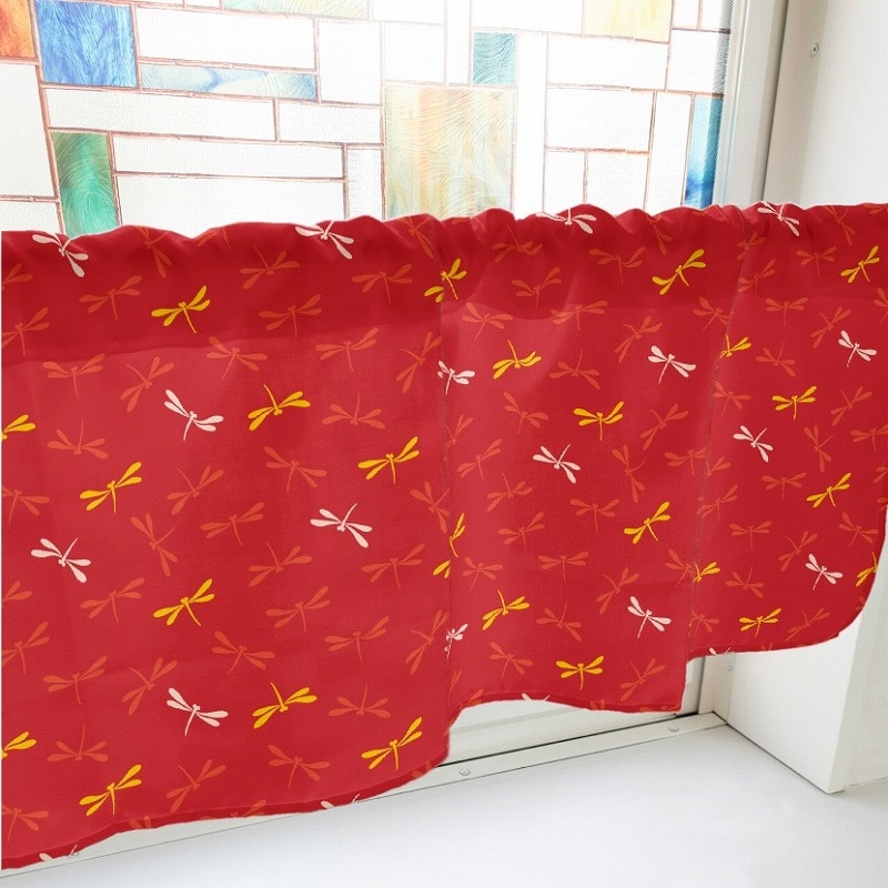 P・O・Pプロダクツ カフェカーテン W1000 41085　とんぼ　赤 1枚（ご注文単位1枚）【直送品】