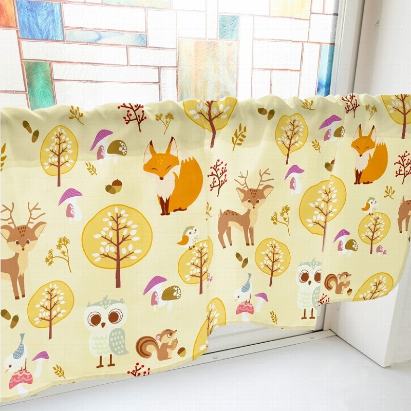 P・O・Pプロダクツ カフェカーテン W1000 41103 秋の森 黄 1枚(ご注文単位1枚)【直送品】