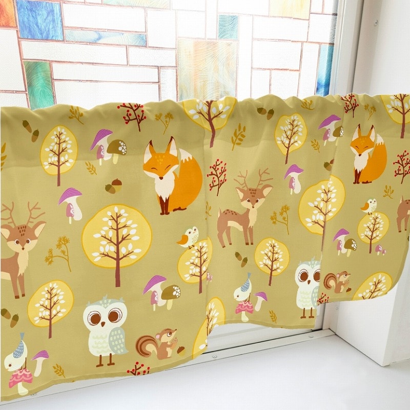 P・O・Pプロダクツ カフェカーテン W800 41104 秋の森 茶 1枚(ご注文単位1枚)【直送品】