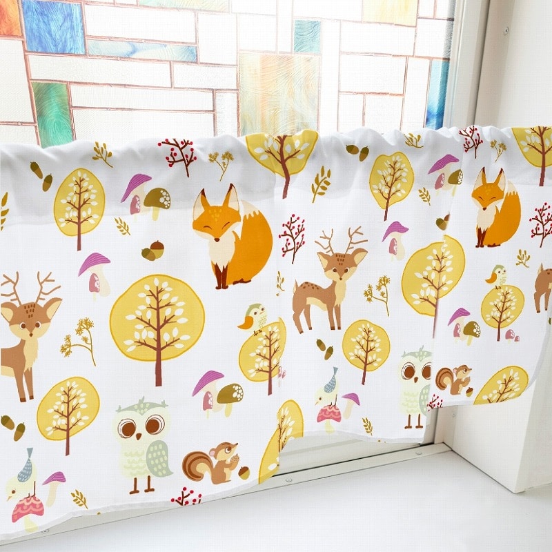 P・O・Pプロダクツ カフェカーテン W800 41106 秋の森 白 1枚(ご注文単位1枚)【直送品】