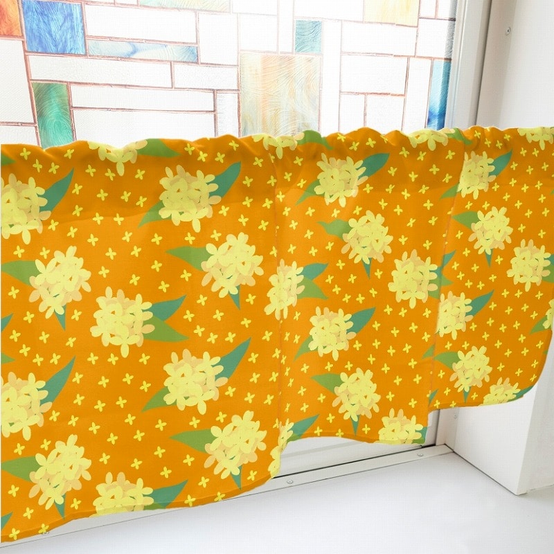 P・O・Pプロダクツ カフェカーテン W800 41126 キンモクセイ オレンジ 1枚(ご注文単位1枚)【直送品】