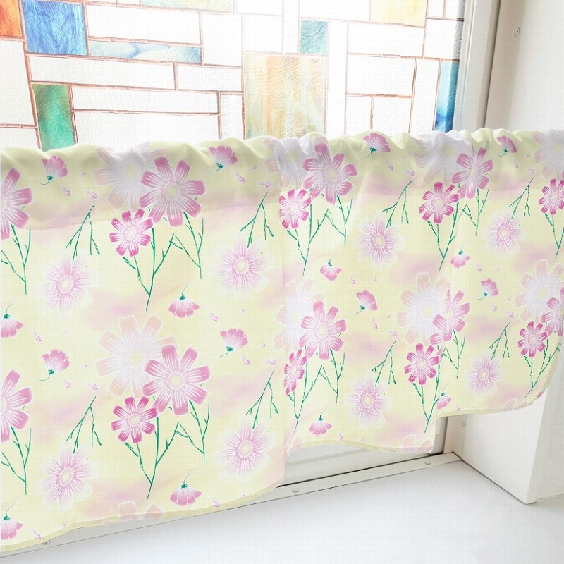 P・O・Pプロダクツ カフェカーテン W1000 41133 コスモス ピンク 1枚(ご注文単位1枚)【直送品】