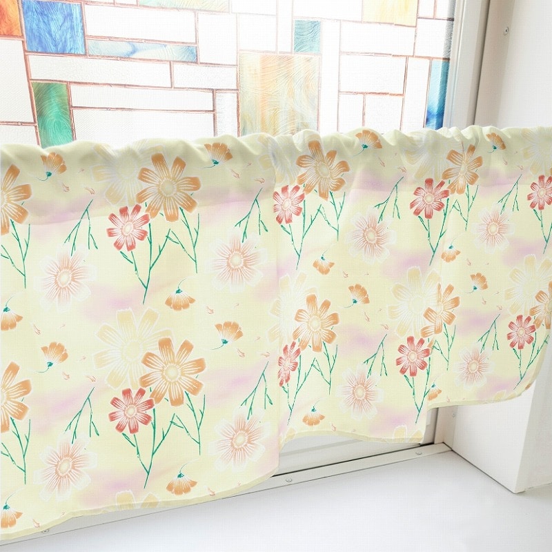 P・O・Pプロダクツ カフェカーテン W1000 41139 コスモス オレンジ 1枚(ご注文単位1枚)【直送品】