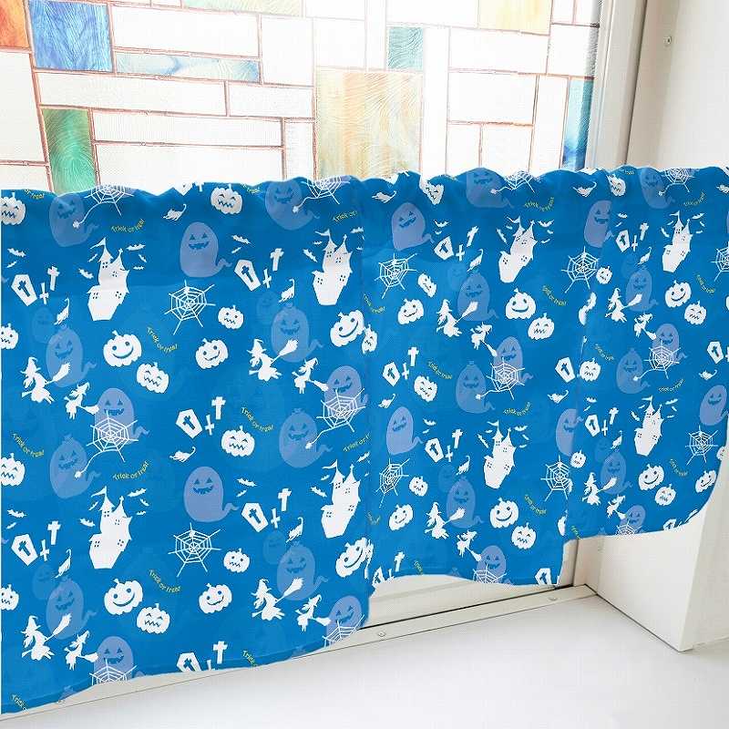 P・O・Pプロダクツ カフェカーテン W1000 41147 ハロウィン 青 1枚(ご注文単位1枚)【直送品】