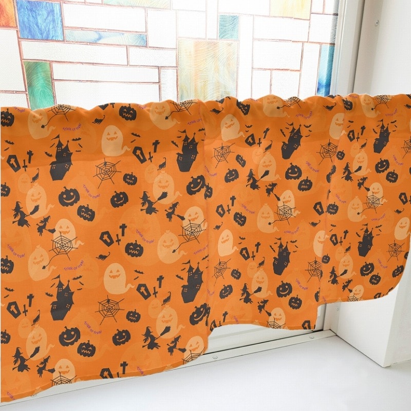 P・O・Pプロダクツ カフェカーテン W1000 41151　ハロウィン　オレンジ 1枚（ご注文単位1枚）【直送品】