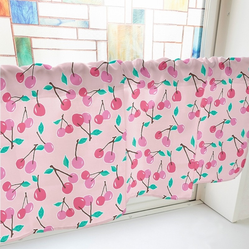 P・O・Pプロダクツ カフェカーテン W1000 41169　さくらんぼ　ピンク 1枚（ご注文単位1枚）【直送品】