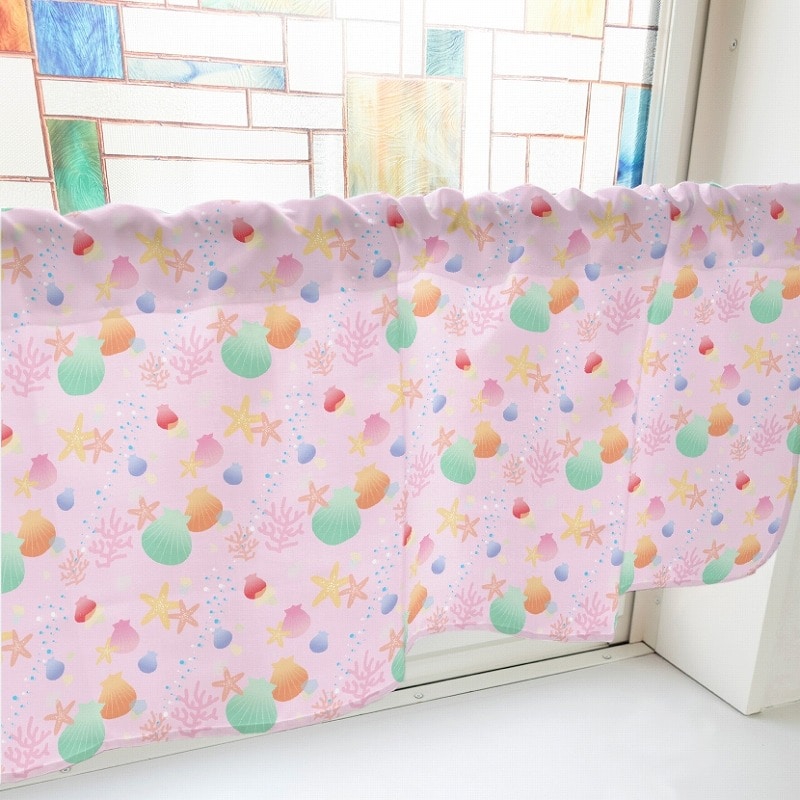 P・O・Pプロダクツ カフェカーテン W800 41220　海　ピンク 1枚（ご注文単位1枚）【直送品】