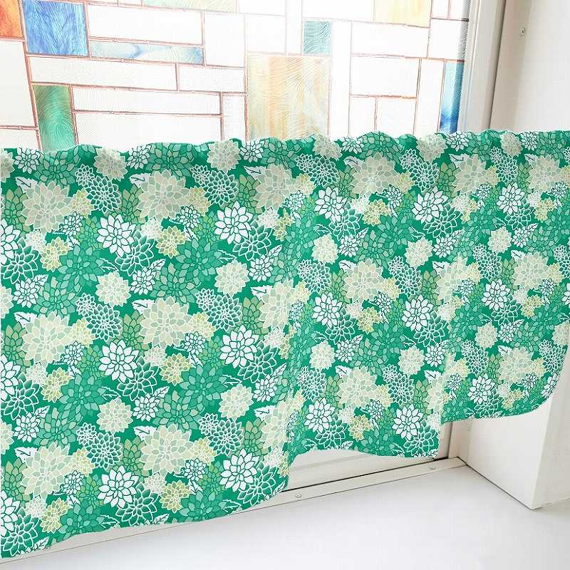 P・O・Pプロダクツ カフェカーテン W1000 41257　ダリヤ　緑 1枚（ご注文単位1枚）【直送品】