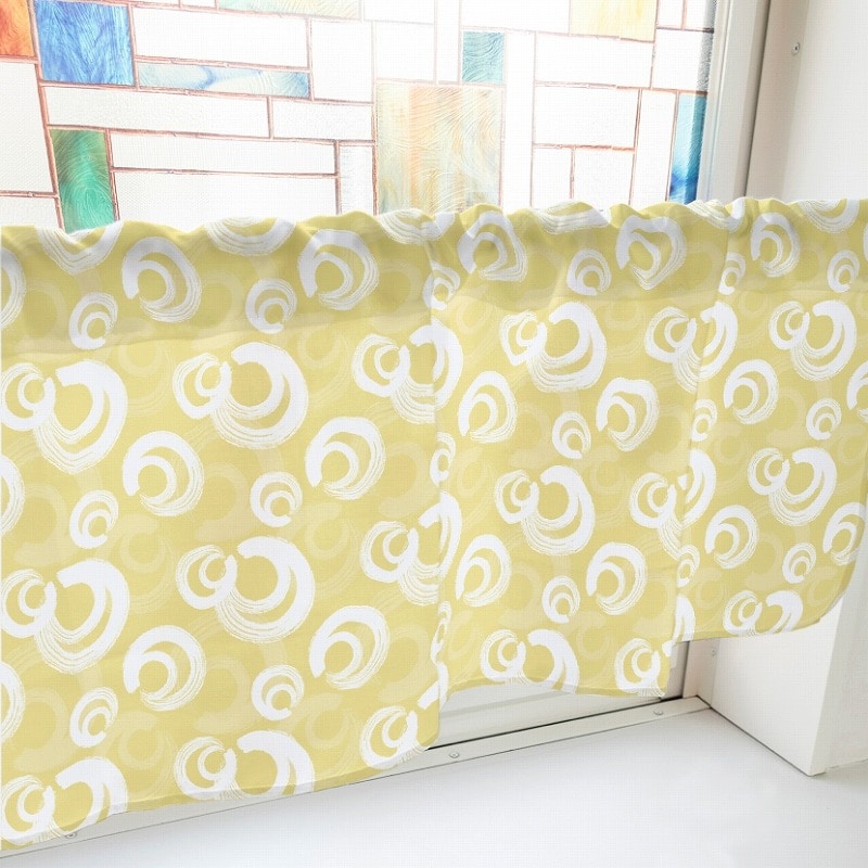 P・O・Pプロダクツ カフェカーテン W800 41354　筆丸　黄 1枚（ご注文単位1枚）【直送品】