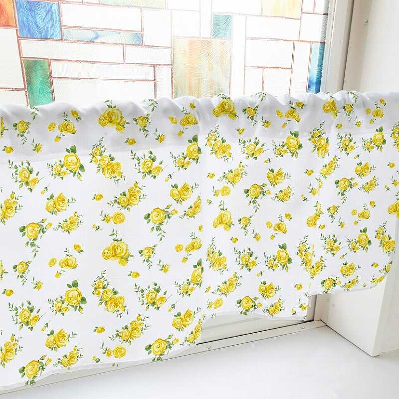 P・O・Pプロダクツ カフェカーテン W1000 41449　バラ　黄 1枚（ご注文単位1枚）【直送品】