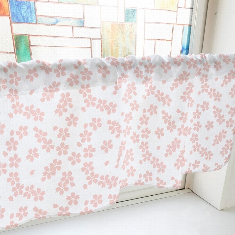 P・O・Pプロダクツ カフェカーテン W800 41464　桜　ピンク 1枚（ご注文単位1枚）【直送品】