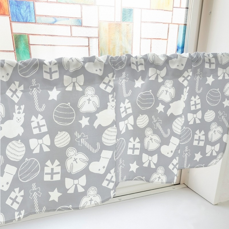 P・O・Pプロダクツ カフェカーテン W1000 41515　オーナメント　グレー 1枚（ご注文単位1枚）【直送品】